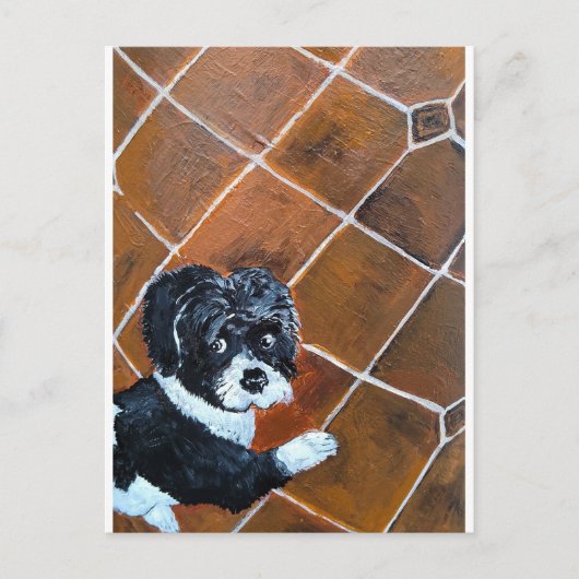 Shih Tzu on Terrace Painting by Alfred Fox Postkarte (Vorderseite)