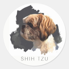 Shih Tzu Original Fine Art Round Aufkleber