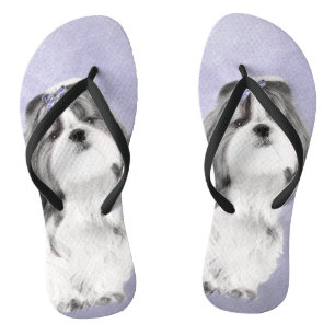 Shih Tzu Painting - Niedliche Hundekunst Badesandalen