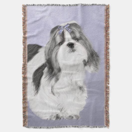 Shih Tzu Painting - Niedliche Original Dog Art Decke (Vorderseite Vertikal)