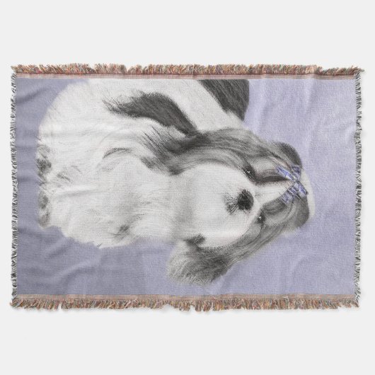 Shih Tzu Painting - Niedliche Original Dog Art Decke (Vorderseite)