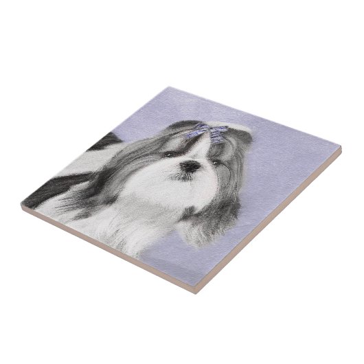 Shih Tzu Painting - Niedliche Original Dog Art Fliese (Seite)
