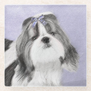 Shih Tzu Painting - Niedliche Original Dog Art Glasuntersetzer