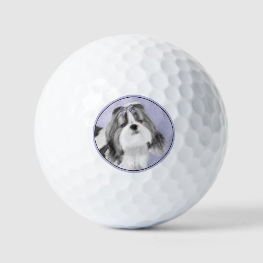 Shih Tzu Painting - Niedliche Original Dog Art Golfball (Vorderseite)