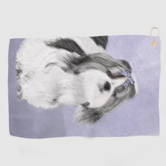 Shih Tzu Painting - Niedliche Original Dog Art Golfhandtuch (Horizontal)