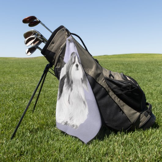 Shih Tzu Painting - Niedliche Original Dog Art Golfhandtuch (Gras)