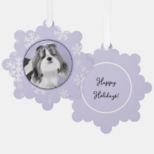 Shih Tzu Painting - Niedliche Original Dog Art Ornament Karte
