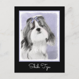 Shih Tzu Painting - Niedliche Original Dog Art Postkarte