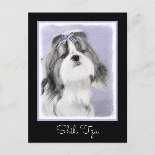 Shih Tzu Painting - Niedliche Original Dog Art Postkarte (Vorderseite)