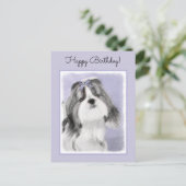 Shih Tzu Painting - Niedliche Original Dog Art Postkarte (Stehend Vorderseite)