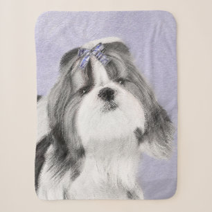 Shih Tzu Painting - Niedliche Original Dog Art Sherpadecke
