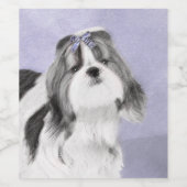 Shih Tzu Painting - Niedliche Original Dog Art Weinetikett (Einzelnes Label)