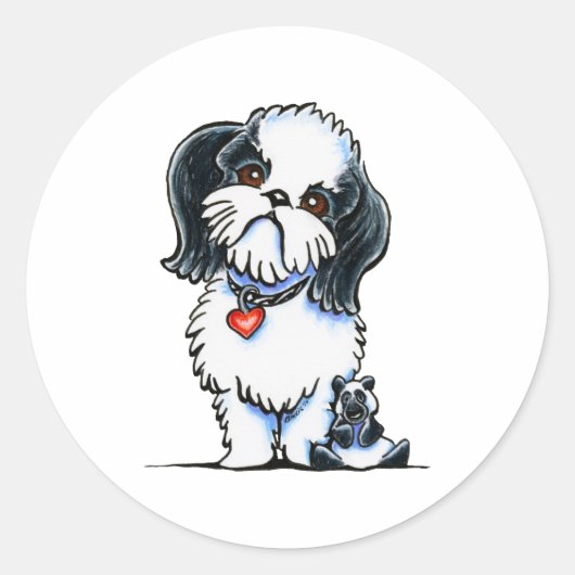 Shih Tzu Panda Runder Aufkleber (Vorderseite)