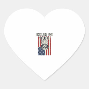 Shih Tzu Papa patriotische Flagge Vintage Hundeshi Herz-Aufkleber