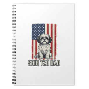 Shih Tzu Papa patriotische Flagge Vintage Hundeshi Notizblock