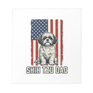 Shih Tzu Papa patriotische Flagge Vintage Hundeshi Notizblock