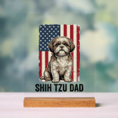 Shih Tzu Papa Patriotisches Vintage Hund-Shirt Des Acrylschild (Neutral)