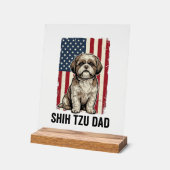 Shih Tzu Papa Patriotisches Vintage Hund-Shirt Des Acrylschild (Winkel)