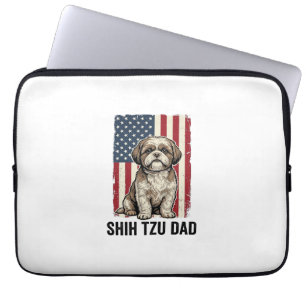 Shih Tzu Papa Patriotisches Vintage-Hund-Shirt-Des Laptopschutzhülle