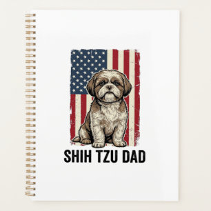 Shih Tzu Papa Patriotisches Vintage-Hunde-Shirt-De Planer