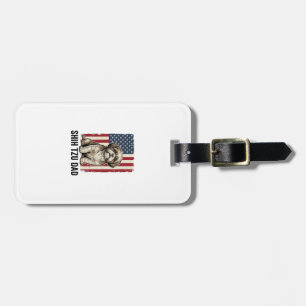 Shih Tzu Papa Patriotisches Vintage Hundeshirt Des Gepäckanhänger