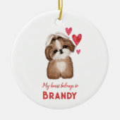 Shih Tzu Personalisiert mein Herz Keramik Ornament (Vorne)