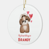 Shih Tzu Personalisiert mein Herz Keramik Ornament (Links)