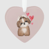 Shih Tzu Personalisiert mit Name Year Heart Ornament (Vorderseite)