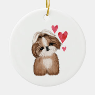Shih Tzu Personalisiert mit Name Year Keramik Ornament
