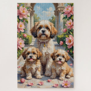 Shih Tzu Pfingstrosen-Palastgarten-Kunst Puzzle