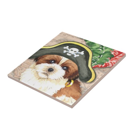 Shih Tzu Pirate Fliese (Seite)