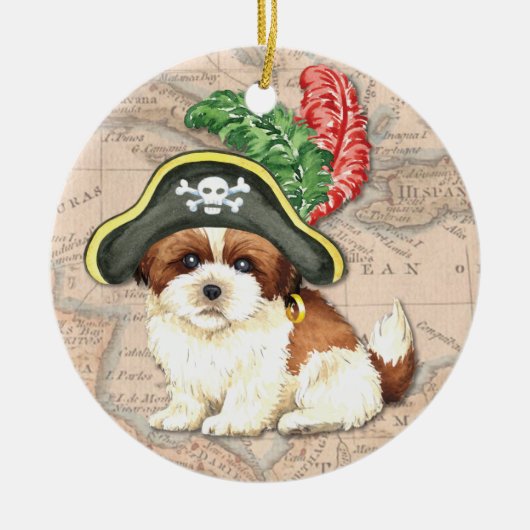 Shih Tzu Pirate Keramikornament (Vorne)