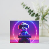 Shih Tzu Playing Piano Postkarte (Stehend Vorderseite)