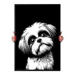 Shih Tzu Pop Art Weiß & Schwarz Chic Ästhetik Poster