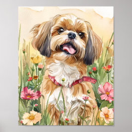 Shih Tzu Portrait Art - Niedliche Dog Wall Print D Poster