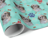 Shih Tzu Portrait Geschenkpapier (Rolleneckpunkt)