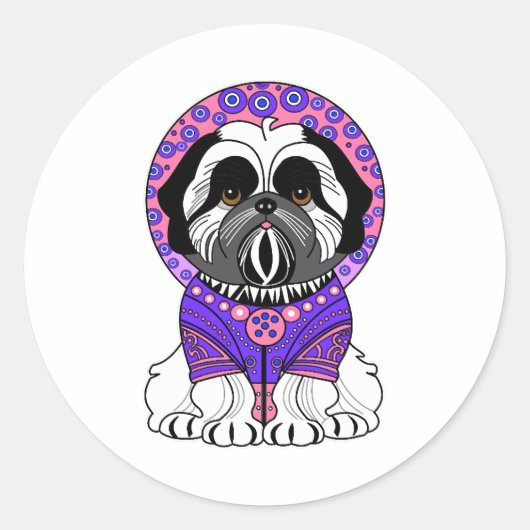 Shih Tzu Princess Runder Aufkleber (Vorderseite)