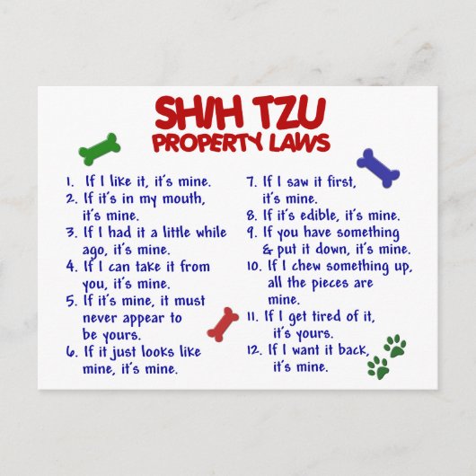 SHIH TZU Property Laws 2 Postkarte (Vorderseite)