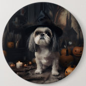 Shih Tzu Pumpkins Halloween Beängstigend Button (Vorderseite)