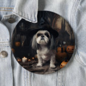 Shih Tzu Pumpkins Halloween Beängstigend Button (Beispiel)