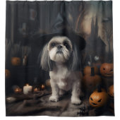 Shih Tzu Pumpkins Halloween Beängstigend Duschvorhang (Vorderseite)