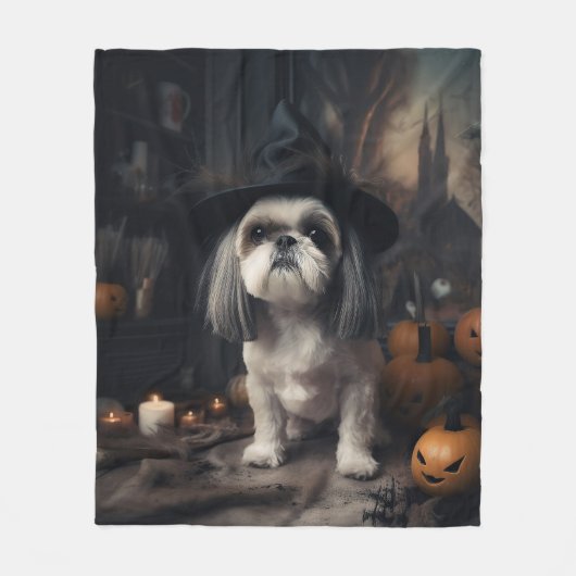 Shih Tzu Pumpkins Halloween Beängstigend Fleecedecke (Vorderseite)