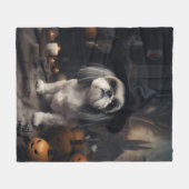 Shih Tzu Pumpkins Halloween Beängstigend Fleecedecke (Vorderseite (Horizontal))