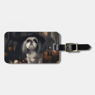 Shih Tzu Pumpkins Halloween Beängstigend Gepäckanhänger