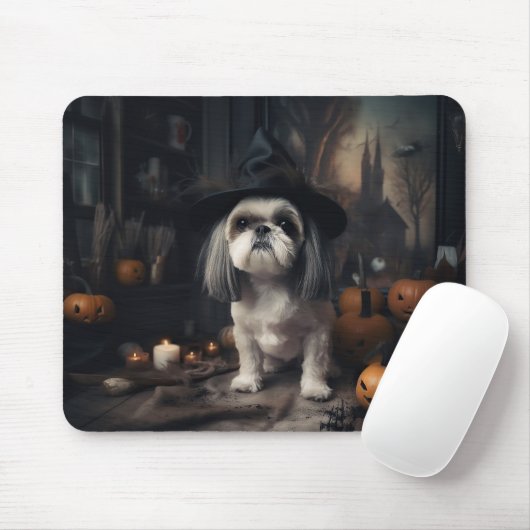 Shih Tzu Pumpkins Halloween Beängstigend Mousepad (Mit Mouse)