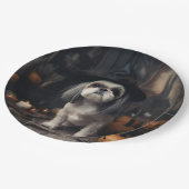 Shih Tzu Pumpkins Halloween Beängstigend Pappteller (Schrägansicht)