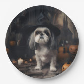 Shih Tzu Pumpkins Halloween Beängstigend Pappteller (Vorderseite)