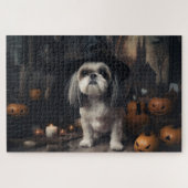 Shih Tzu Pumpkins Halloween Beängstigend Puzzle (Horizontal)