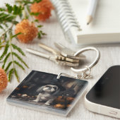 Shih Tzu Pumpkins Halloween Beängstigend Schlüsselanhänger (Vorderseite rechts)