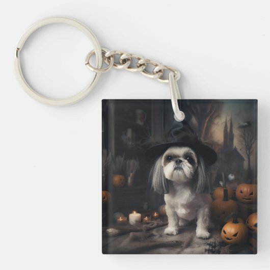 Shih Tzu Pumpkins Halloween Beängstigend Schlüsselanhänger (Vorderseite)